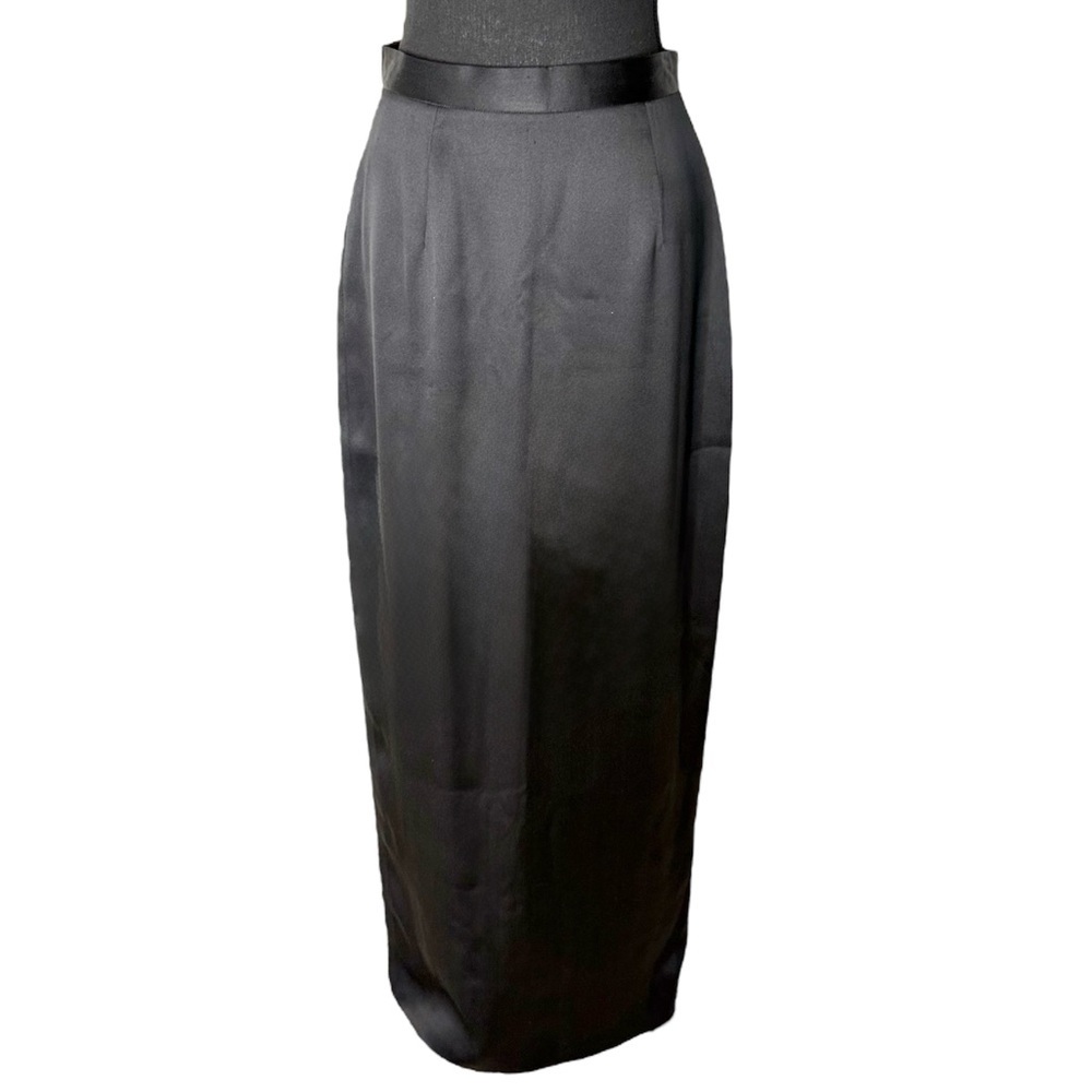 RICHARD TYLER BERGDORF GOODMAN Vintage Couture Black Satin Silk Column Skirt 10
